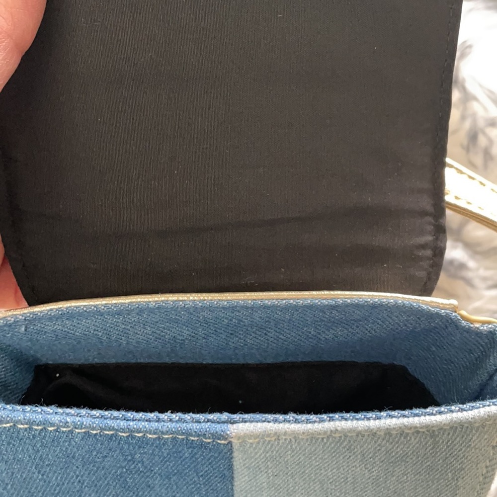 Joseph Ribkoff Crossbody Handbag Purse Denim With Metallic Gold. NWOT - Picture 3 of 7